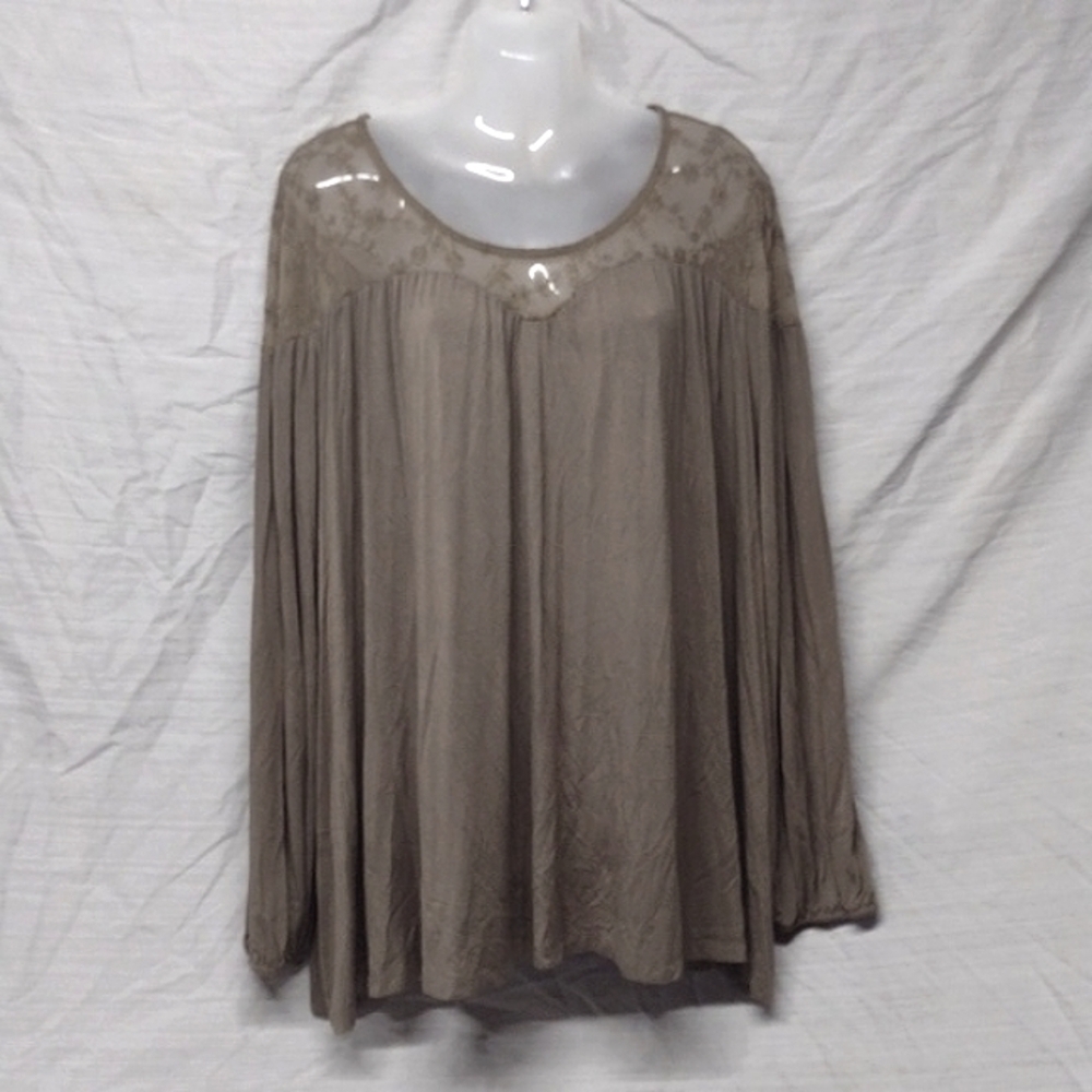 Lane Bryant rayon blouse olive green